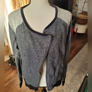 DKNY Jacket Athleisure Moto Motorcycle Sweatshirt Charcoal  Hoodie